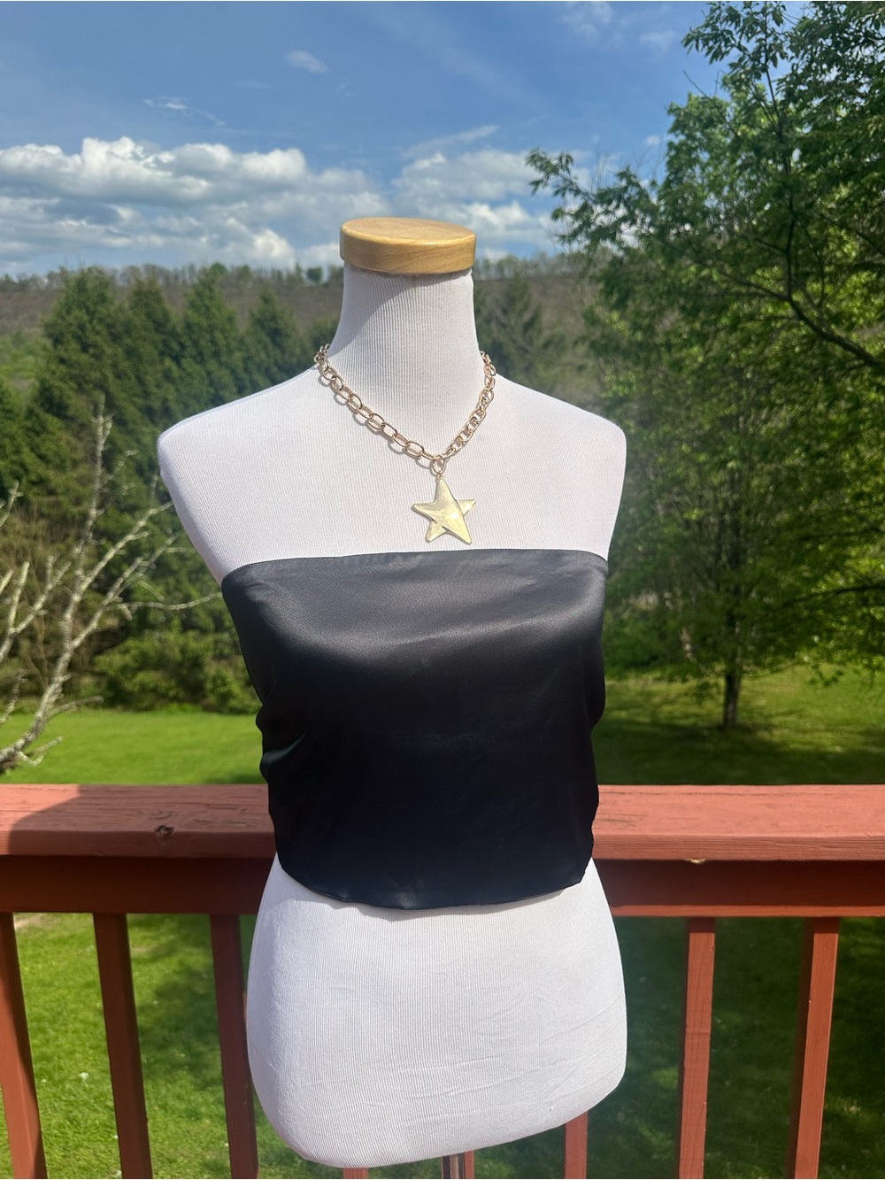 Free People Black Strapless Satin Tube Top